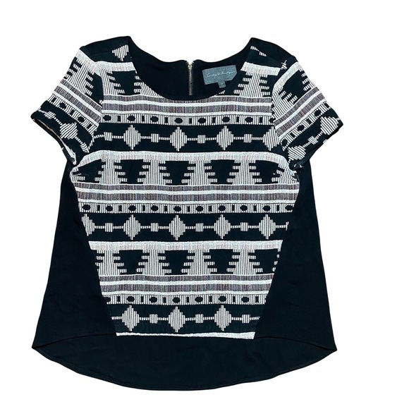 Brooklyn Cloth Tops - Sunday In Brooklyn Anthropologie Blouse Black Patterned Top Zipper Aztec Medium